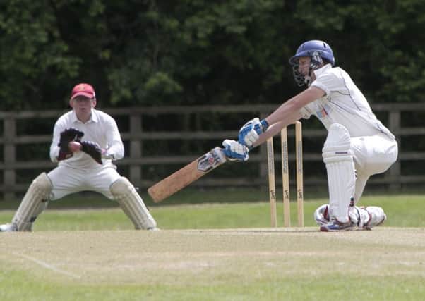Halifax Sunday Section Cup cricket final between Lightcliffe and Copley at Rastrick CC. Chris Kessie bats for Copley.