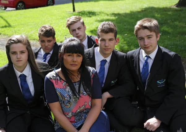 Selina Booth, who son Jack died after playing a deadly choking game, with his scool friends Chloe Dunlevy, Harvey Waters, Hew Morrison, Sam Catalano and Niall Michell.