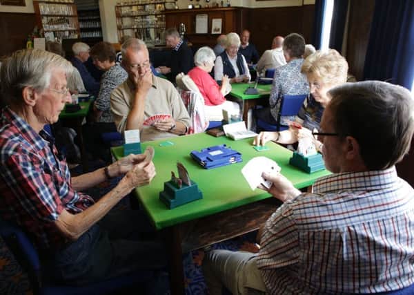 Is Bridge a sport. Players at the Bridge Club, Assembley Rooms, Brighouse.