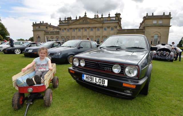 Emily Murgatroyd, age six, sits inside her cart during the VW Festival at Harewood House. Picture: Anna Gowthorpe