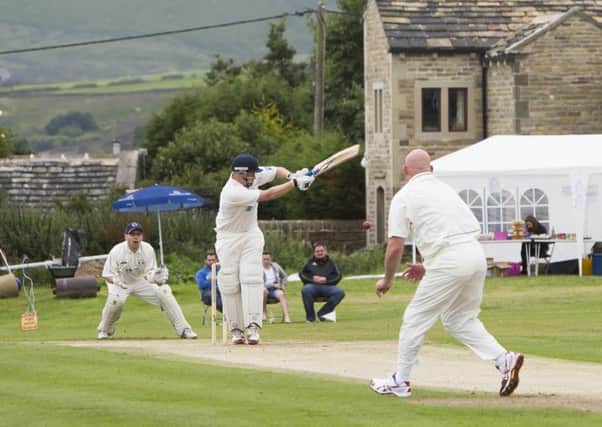Cricket - Crossley Shield final between Southowram and Warley at Stones CC, Ripponden. Dominic Oates bats for Warley.