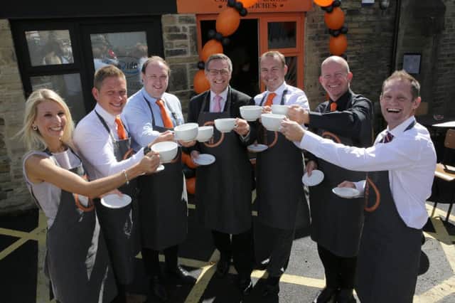 Craig Whittaker MP at the opening of Big Shots Coffee Co, Brighouse.