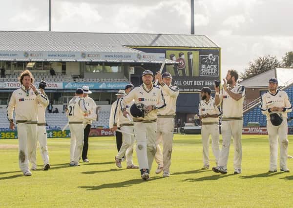 Yorkshire's Andrew Gale leads his team from the Headingley field after they defeat Sussex in the County Championship last week.