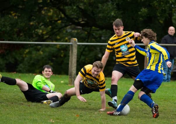 Actions from Halifax FA Sunday Cup, Lee Mount v Beehive and Cross Keys. Pictured is Calum Mead