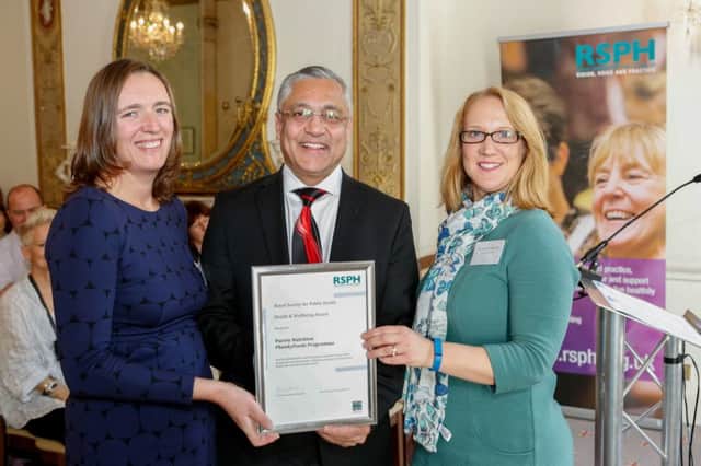 Purely Nutritions Dr Jennie Cockroft (right) and Lynsey Barraclough receiving their Health and Wellbeing Award from Lord Patel of Bradford, vice president of the Royal Society for Public Health.
Health & Wellbeing Awards, 28 Portland Place, London.
Picture by: www.matthewwalkerphotography.com