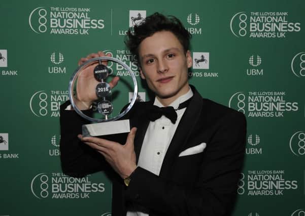 Joe Carnell, founder of ÜGOT UK, was named The Duke of York New Entrepreneur of the Year at the 2015 Lloyds Bank National Business Awards in London on Tuesday, November 9. (S)