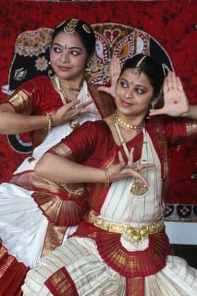 Priya Sundar and Navya Rattehalli perform with the Annapurna Indian Dance company.