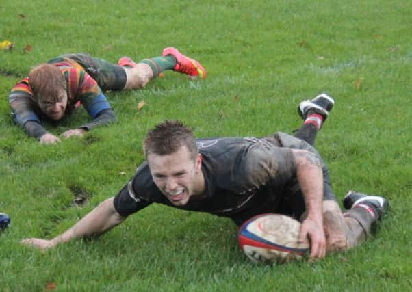 Brods v Selby. Ben Barron touching down for his try, the last of the match