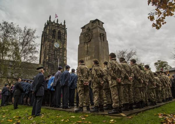Remembrance at Halifax war memorial and Halifax Minster.