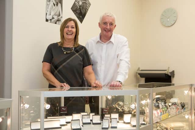 Julie Cryer and Nigel Cowens at the new NC Jewellers, Hebden Bidge