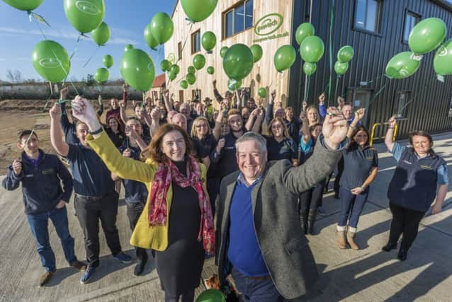 Rachel and Richard Kay of Green-tech Ltd celebrate the launch of their new premises at Rabbit Hill Business Park near Boroughbridge. (S)