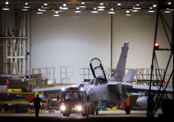 A Tornado jet at RAF Lossiemouth in Scotland, as RAF Tornado jets have carried out the first British bombing runs over Syria, the Ministry of Defence has confirmed. Danny Lawson/PA Wire