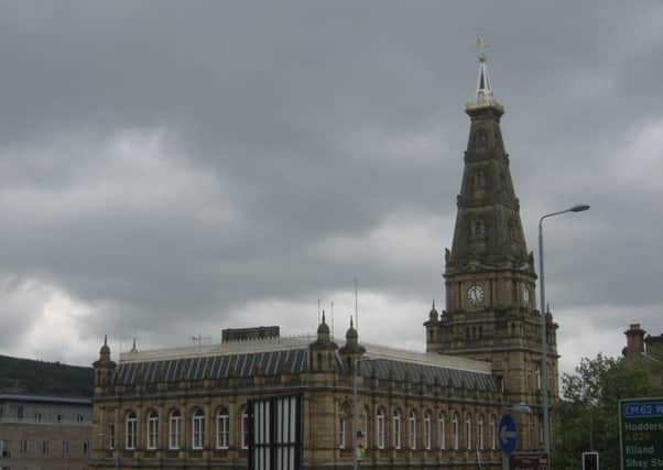 Exterior view of Halifax Town Hall and the town hall spire