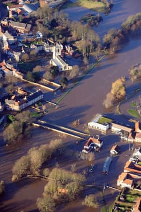 Aerial picture of flooded Tadcaster, before its bridge collapsed on Tuesday. (PHOTO: Glen Minikin/Ross Parry Agency)
