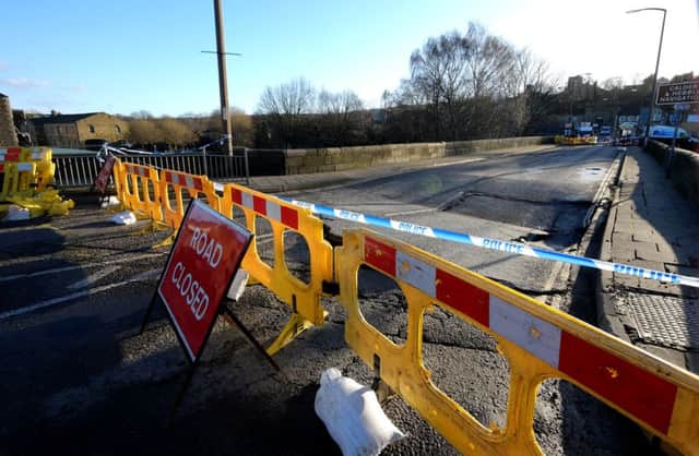 Elland Bridge over the River Calder, Elland, West Yorkshire- severely damaged after the worst flooding in 70 years.  The bridge has partially collapsed damaging water and gas mains that are the main feed into the town centre.
Picture taken on Tuesday, 29 December 2015.