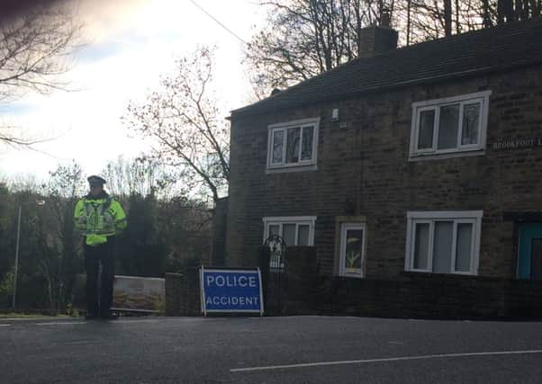 Police closed Elland Road at Brighouse following the collision between a cyclist and a car