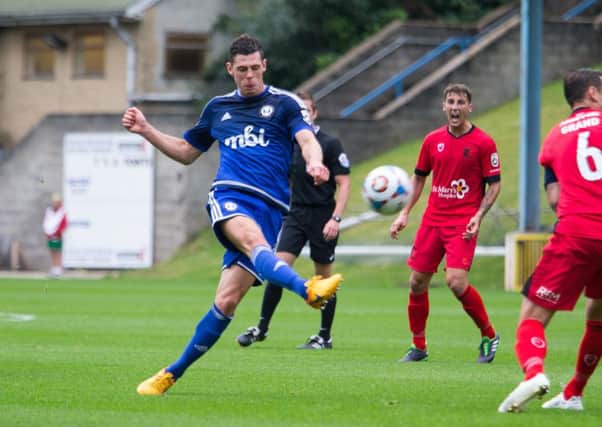 Actions from Halifax Town v Barrow, at the Shay. James Bolton