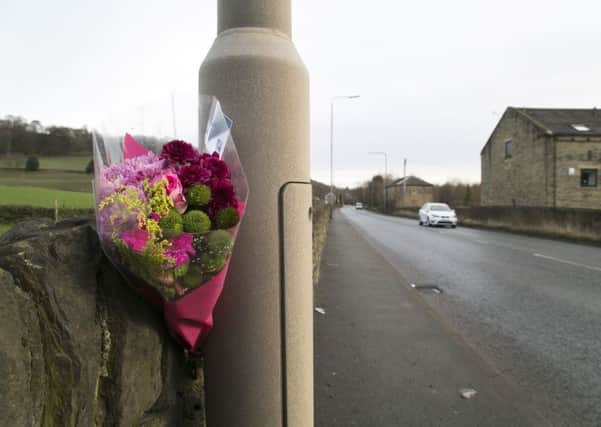 Flowers at the scene of the fatal RTC at Elland Road, near Cromwell Bottom