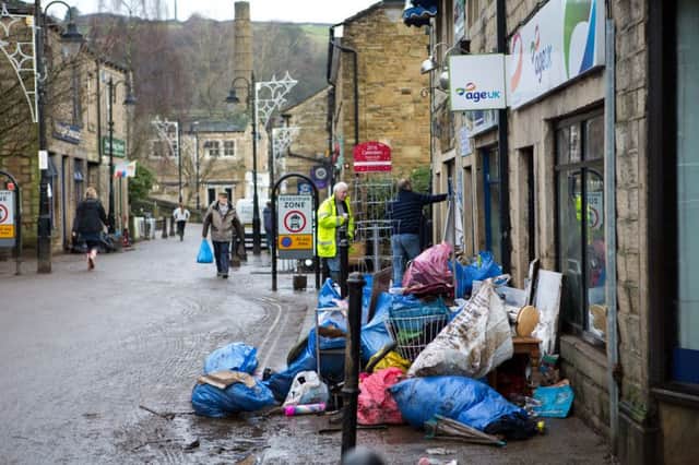The big clean-up continues in Hebden Bridge, after the Boxing Day floods, 2015