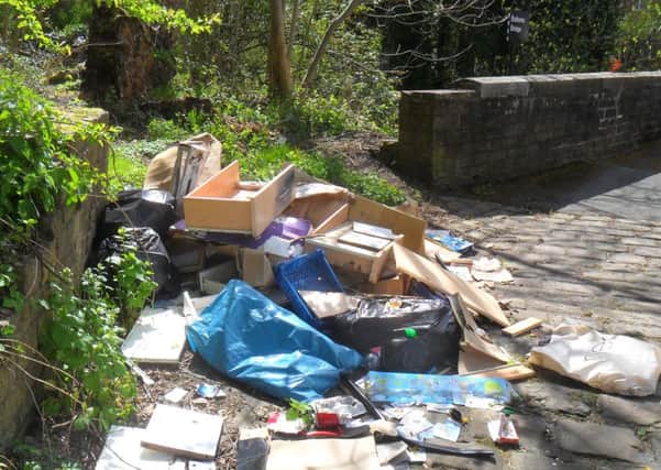Waste fly-tipped by Jody Newall at Siddal.