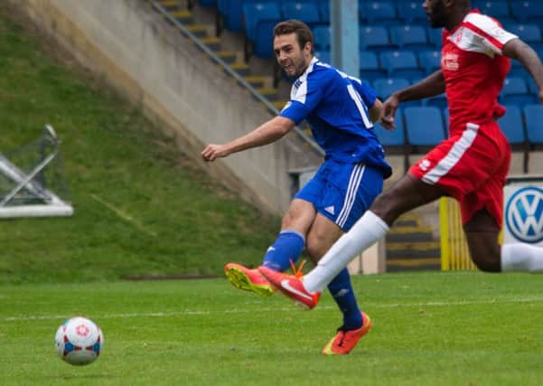 Richard Peniket in action for FC Halifax Town in their 3-0 win over Welling at The Shay last season.