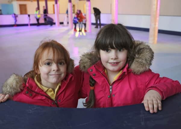 Sisters Ellie and Eden Conway, agedsix and seven, at Urban Pirates skating rink in Pellon.