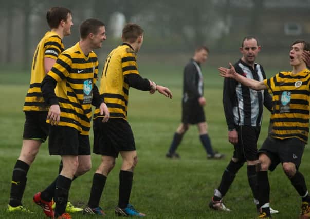 Actions from Beehive and Cross Keys v Royd Club, at Savile Park. Pictured is Beehive celebrations