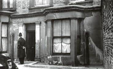 10 Rillington Place, Notting Hill, London, where Halifax-born killer John Christie murdered eight women in the 1940s and early 50s. Below:  Timothy Evans, with his wife, Beryl; though innocent he was hanged for the murder of their daughter, Geraldine; Black Boy House, Halifax, where Christie was born; John Christie