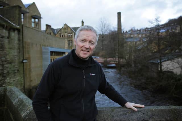 Rory Bremner stops off in Hebden Bridge before he performs in Wring Out The Clowns at the Victoria Theatre, Halifax.