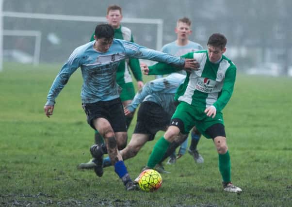 Actions from Sowerby Bridge reserves v Sowerby United reserves, at Savile Park. Pictured is