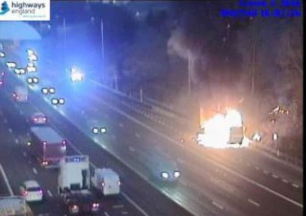 The blaze on the M62 this morning