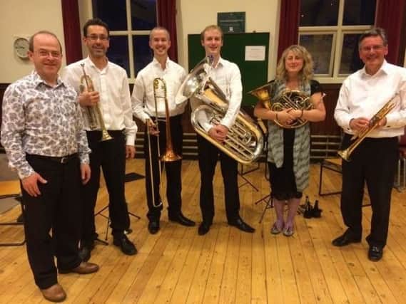 Antony Brannick, left, with HD Brass at the last Antony and Friends chamber performance