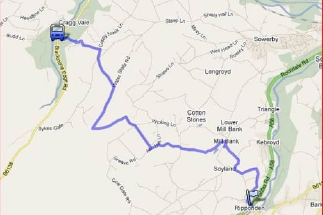 Ripponden to Cragg Vale route map. Courtesy of Stuart Leah