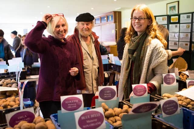 Calder Valley Organic Gardeners Potato Day, at Mytholmroyd Cricket Club. Pictured are Sarah Beswick, Mick Chatham and Claire Cramer