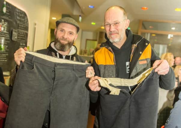 Ed Oxley and Brant Richards show their locally manufactured trousers  - the festival theme, based around the town's history -  is Trouser Town  - that are now being sold worldwide.Picture: Craig Shaw/blu planet photography