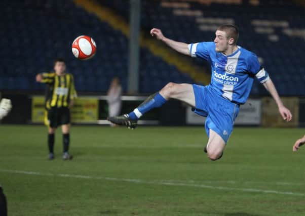 Jamie Vardy in action for FC Halifax Town v Nantwich.
