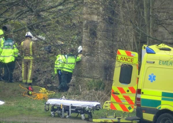 Emergency services at the scene of a body recovered from the River Calder at Sands Lane Dewsbury. Pic by Ash Milnes