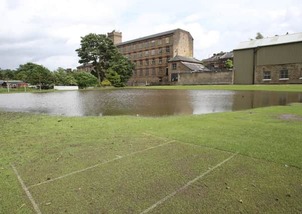 Flooded Greetland Cricket Club ground.