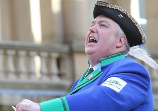 Calderdale College passing out / graduation.
Town cryer Les Cutts outside Halifax Town Hall.