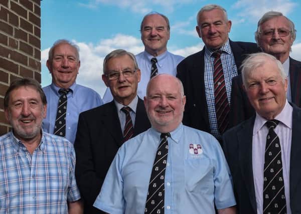 Old Rishworthians
President Ray Wadsworth (centre) with past presidents: front, from left, Fred Dawson, Peter Simms, Don Blakey. Rear, from the left, Malcolm Procter, Roy Greenwood, John Whittaker and Brian Wade.