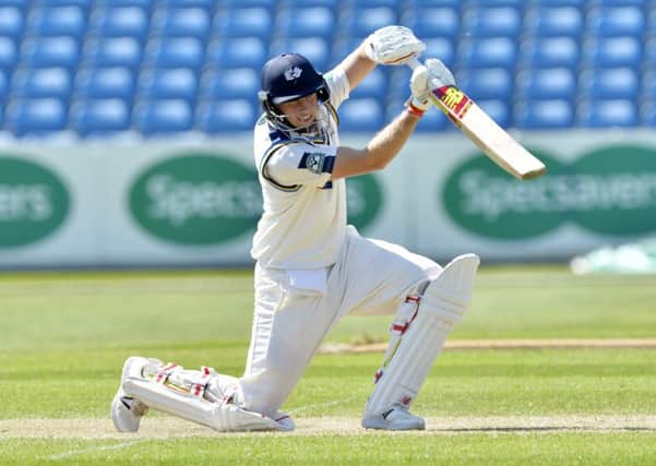 Joe Root made 92 not out for Yorkshire at Old Trafford to no avail (Picture: Bruce Rollinson).