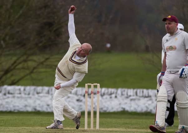 Actions from SBCC v Sowerby SP, at Stainland Rec. Pictured is Martin Schofield