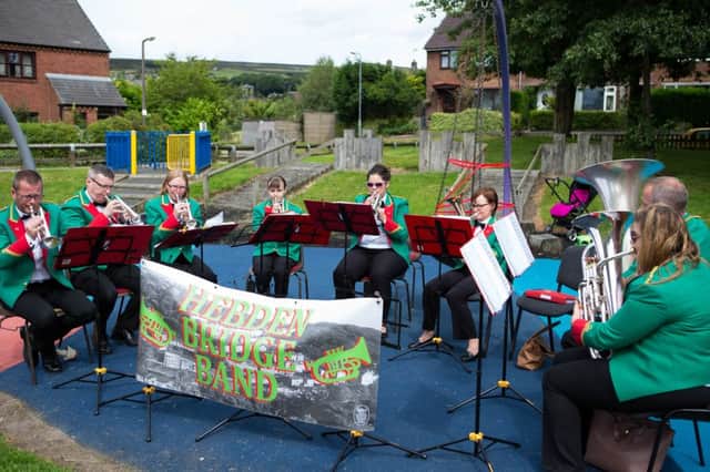 Hebden Bridge Band, play at a community fun day in Dodnaze, Hebden Bridge