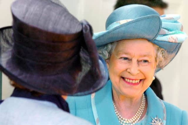 Her Majesty the Queen during her visit to Halifax High School, Halifax.