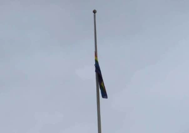Calderdale Council has flown the rainbow flag at half mast outside Halifax Town Hall.