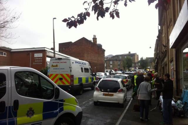 The scene outside Birstall Library