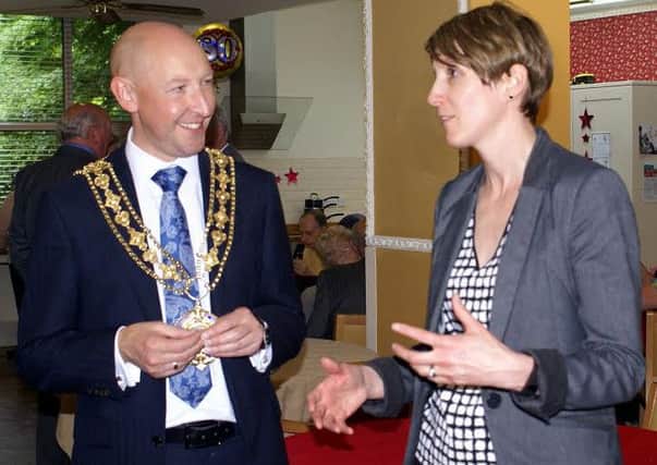 Mayor Of Calderdale Councillor Howard Blagbrough with Anna O'Mahony Head of Operations North