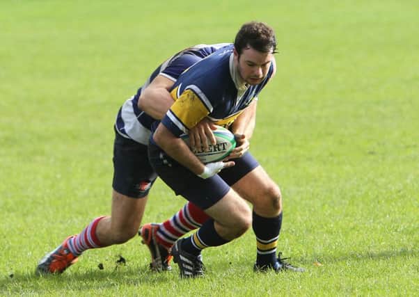 Actions from the game, Old Crossleyans v Sheffield RU, at Broomfield, pictured is Chris Vine
