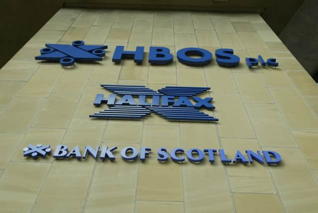 The old HBOS logo on its former corporate offices at Trinity Road, Halifax