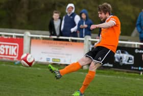 Actions from Brighouse Town v Mossley. Pictured is Tom Robinson